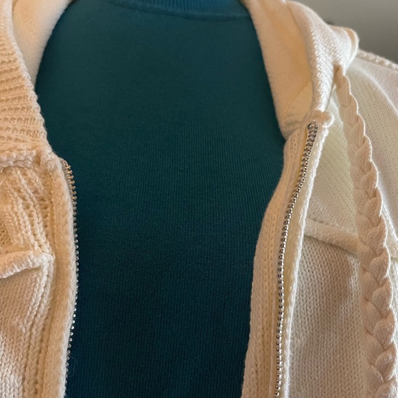 Coldwater Creek Teal Blue Mock Neck Short Sleeve Lightweight Sweater Size M - Picture 7 of 7